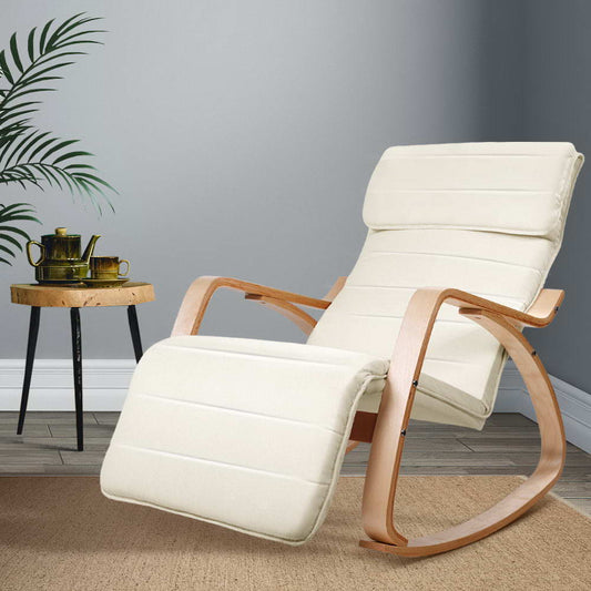 Rocking Armchair Footrest Nursing Beige Afton