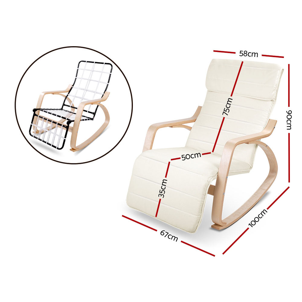 Rocking Armchair Footrest Nursing Beige Afton