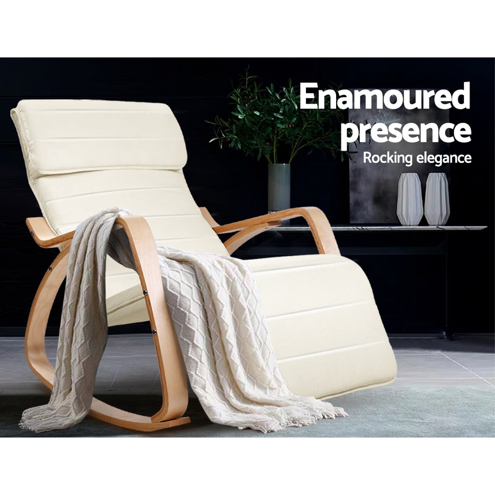 Rocking Armchair Footrest Nursing Beige Afton