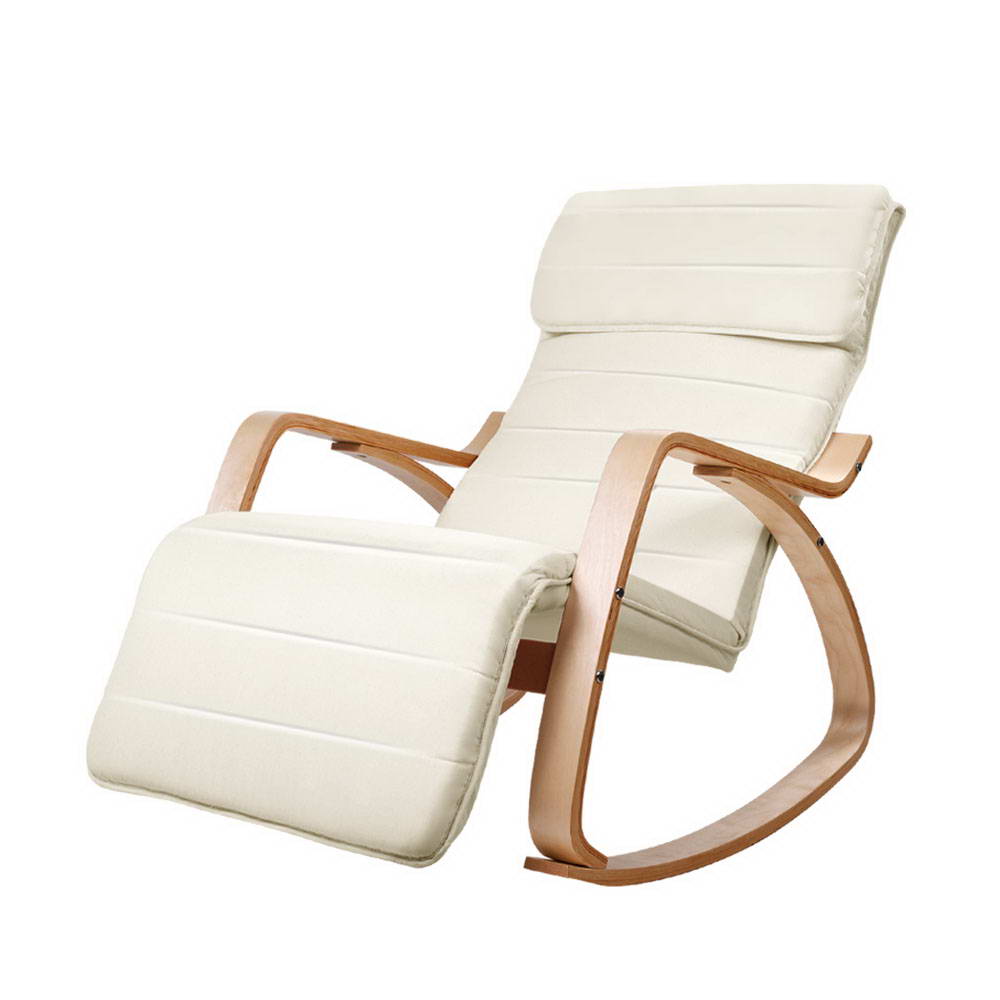 Rocking Armchair Footrest Nursing Beige Afton