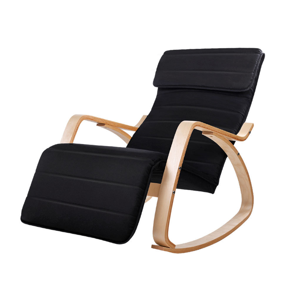 Rocking Armchair Footrest Nursing Black Afton
