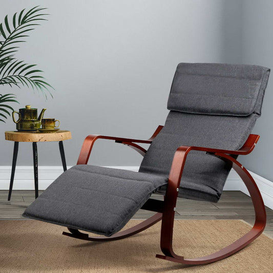 Rocking Armchair Footrest Nursing Charcoal Afton