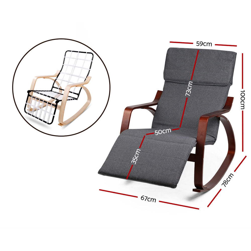 Rocking Armchair Footrest Nursing Charcoal Afton