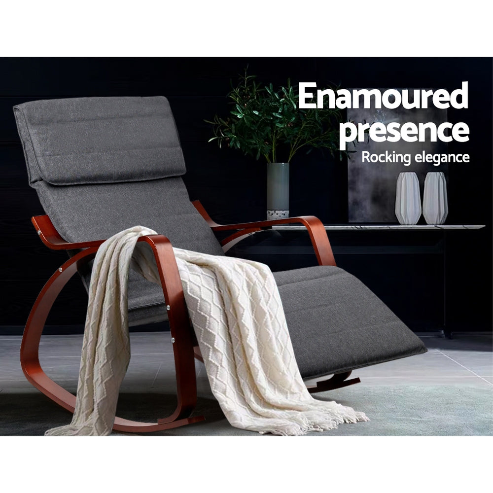 Rocking Armchair Footrest Nursing Charcoal Afton