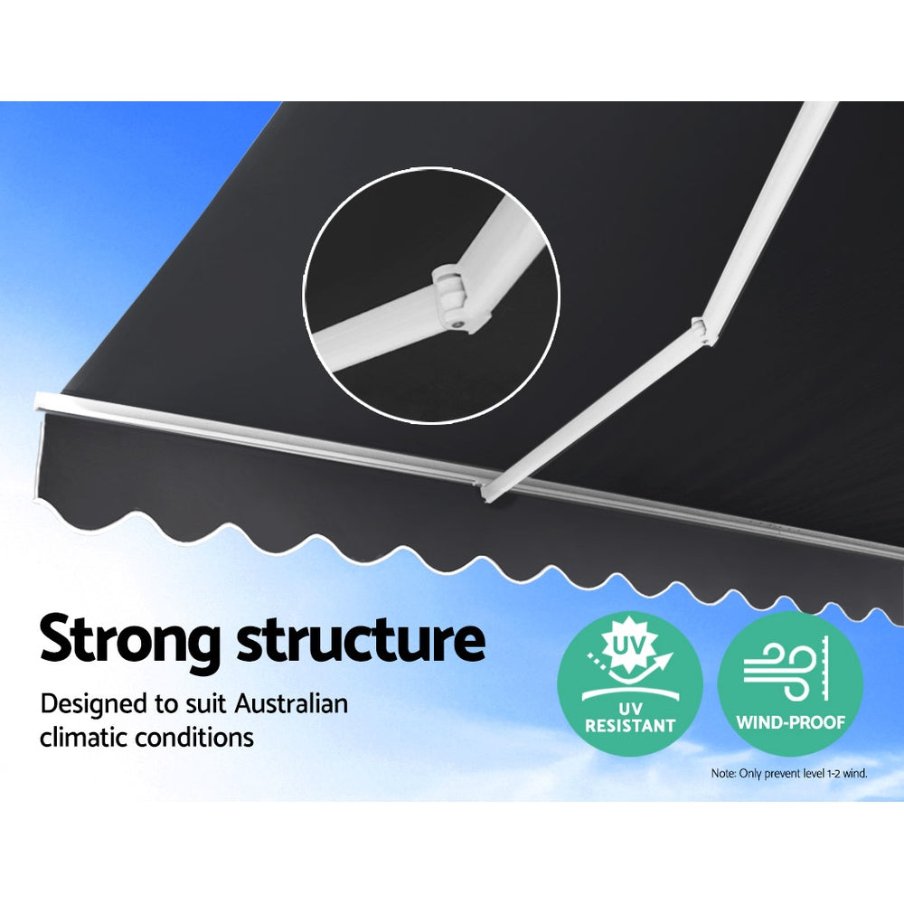 Retractable Folding Arm Awning Manual Sunshade 3Mx2.5M Grey