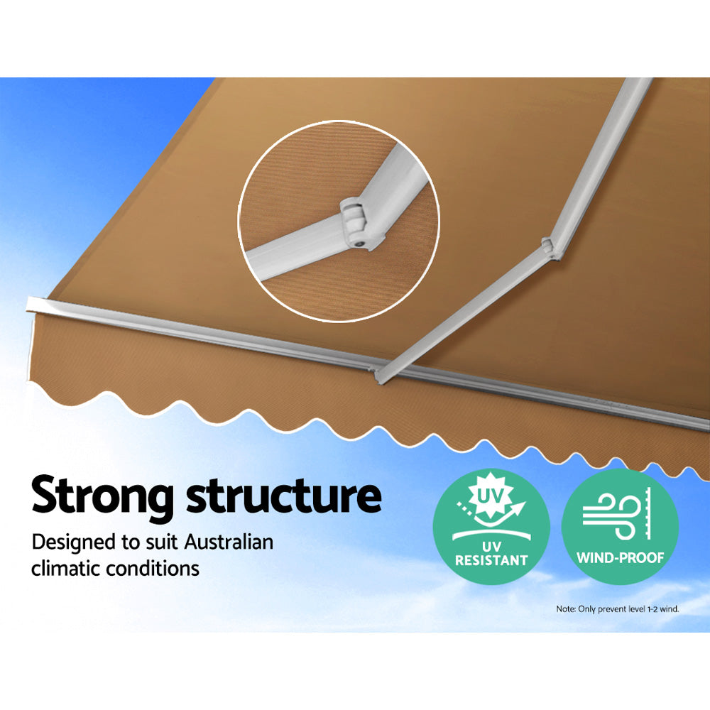 Retractable Folding Arm Awning Manual Sunshade 4Mx2.5M Beige