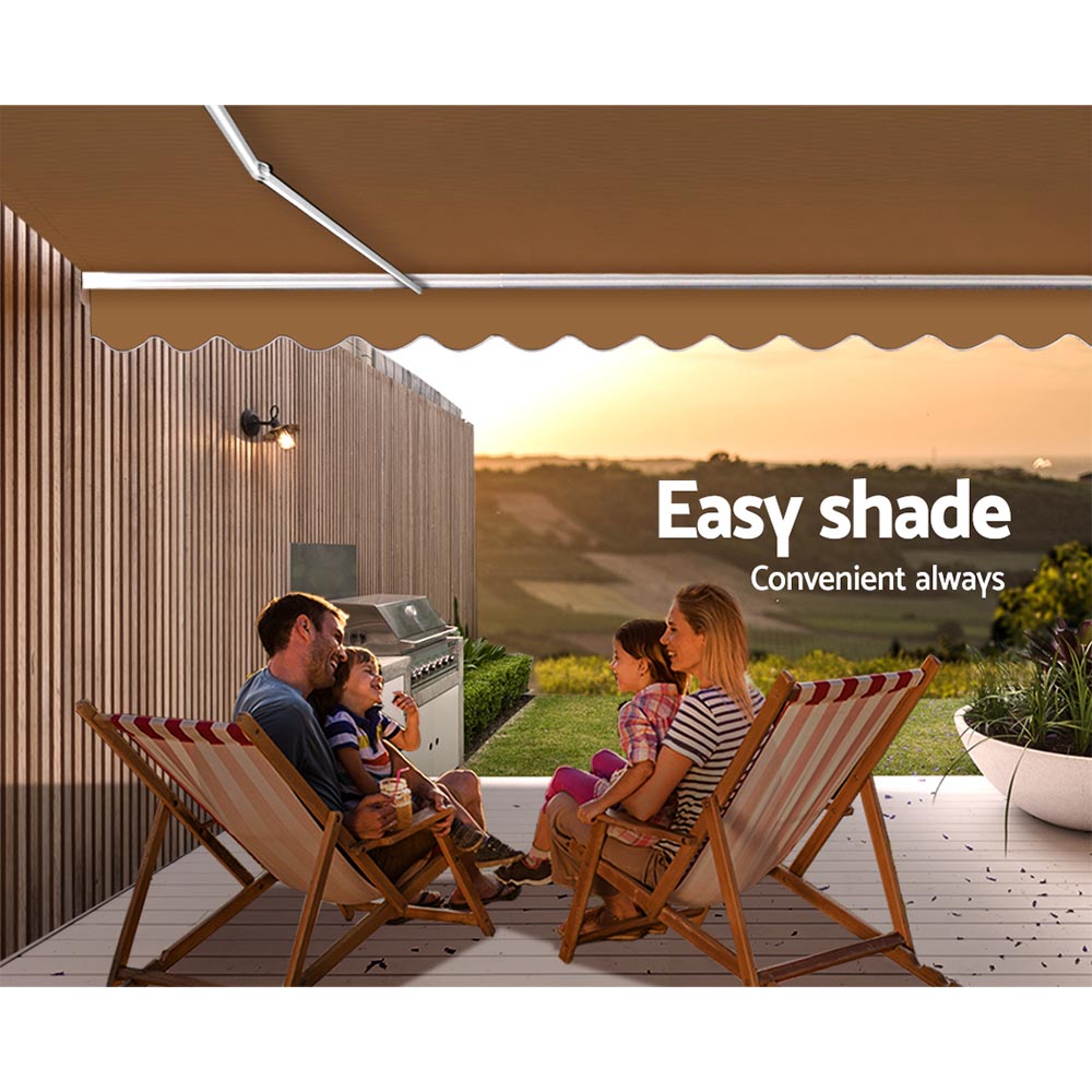 Retractable Folding Arm Awning Manual Sunshade 4Mx2.5M Beige