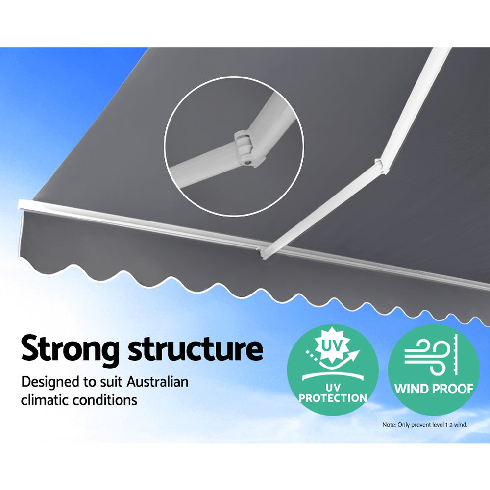 Retractable Folding Arm Awning Manual Sunshade 4Mx3M Pearl Grey