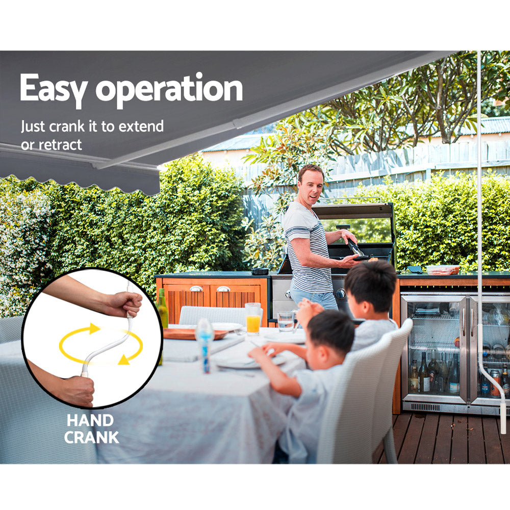 Retractable Folding Arm Awning Manual Sunshade 4Mx3M Pearl Grey
