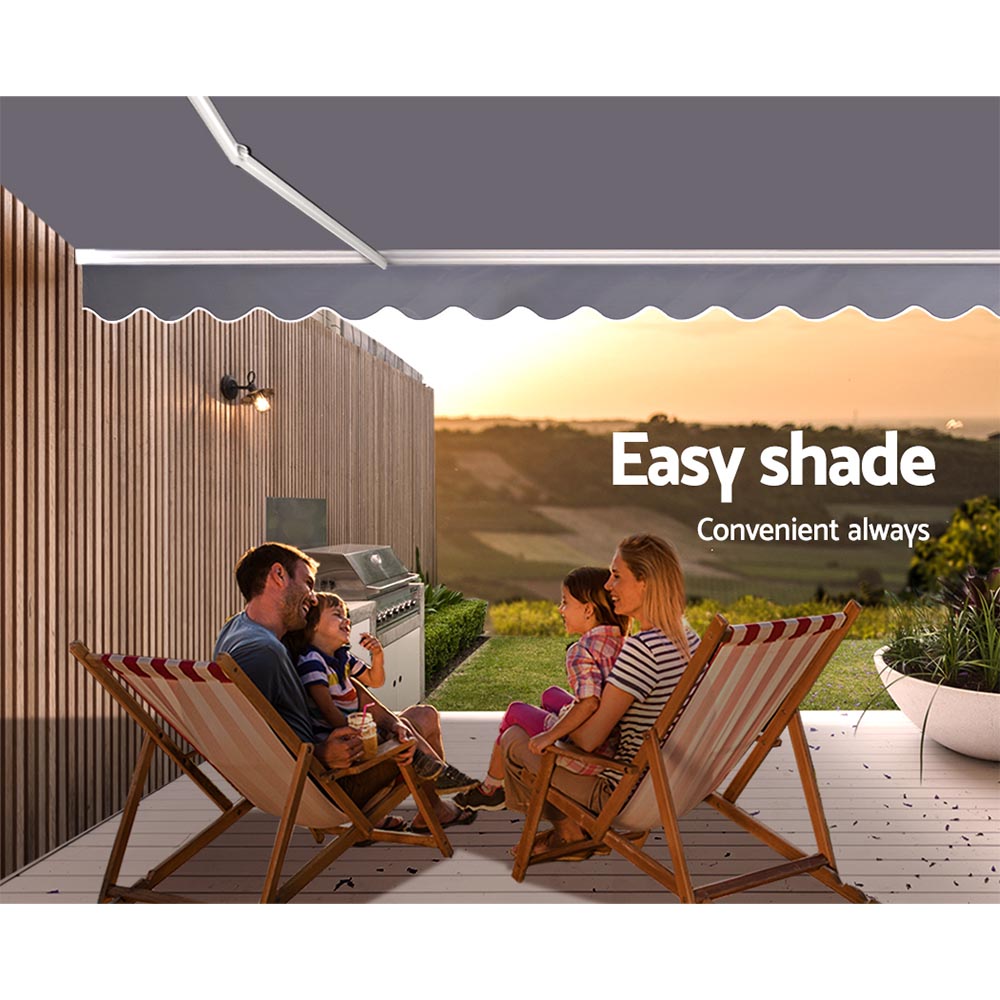 Retractable Folding Arm Awning Manual Sunshade 4Mx3M Pearl Grey