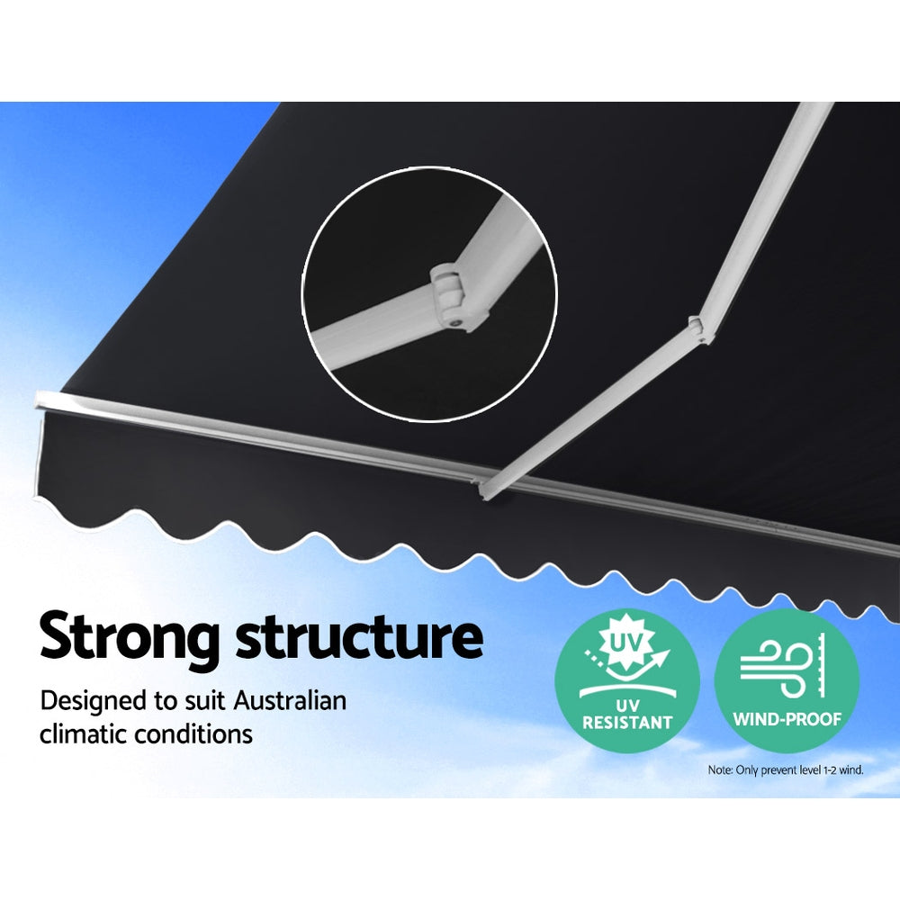Retractable Folding Arm Awning Manual Sunshade 5Mx3M Grey