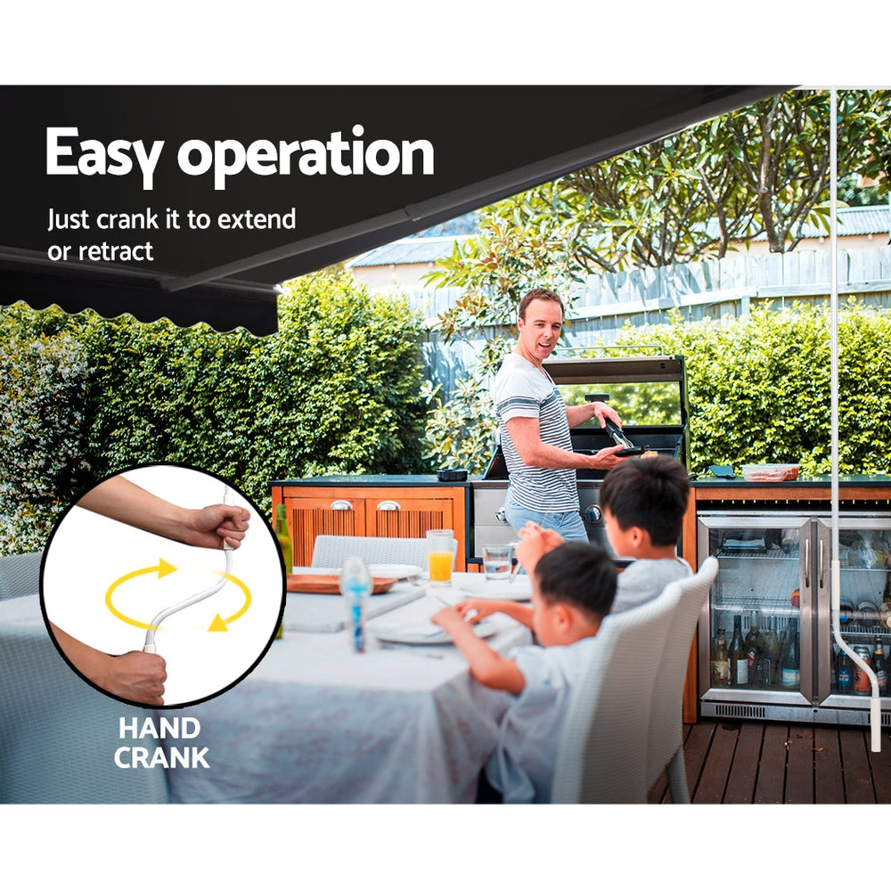Retractable Folding Arm Awning Manual Sunshade 5Mx3M Grey
