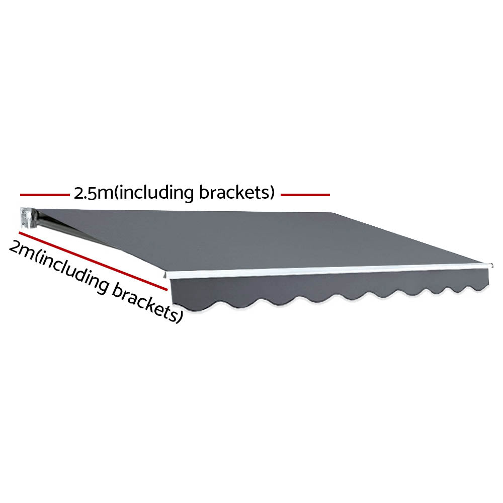 Retractable Folding Arm Awning Motorised Sunshade 2.5Mx2M Grey