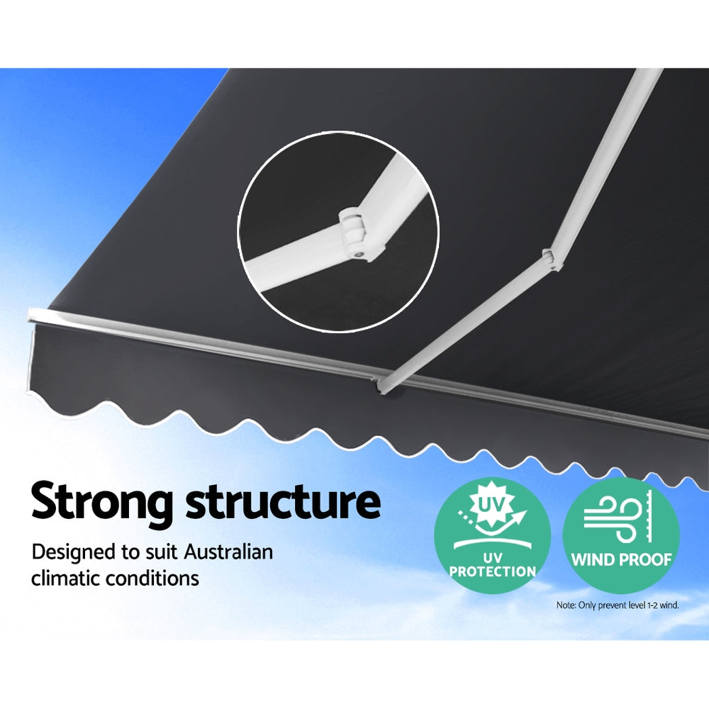 Retractable Folding Arm Awning Motorised Sunshade 2.5Mx2M Grey