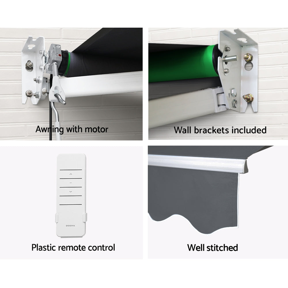 Retractable Folding Arm Awning Motorised Sunshade 3Mx2.5M Grey