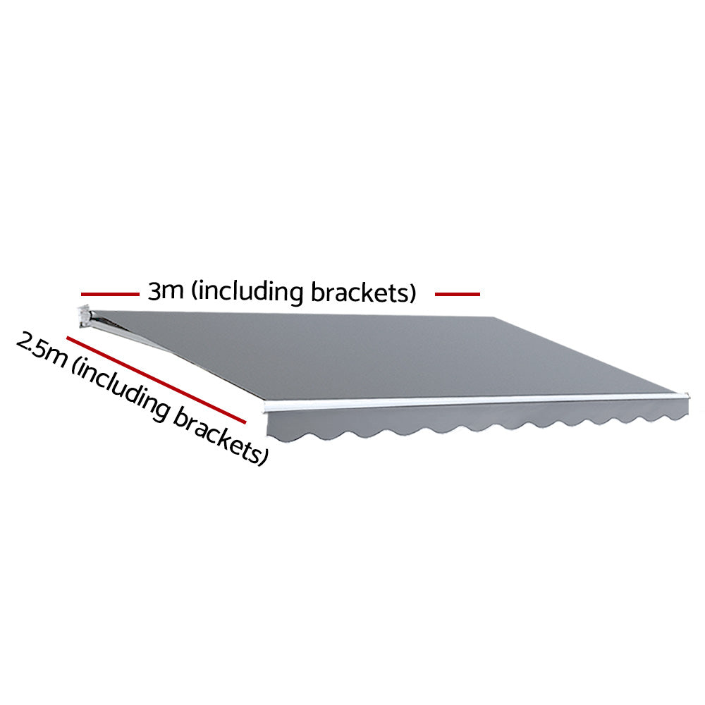 Retractable Folding Arm Awning Motorised Sunshade 3Mx2.5M Pearl Grey