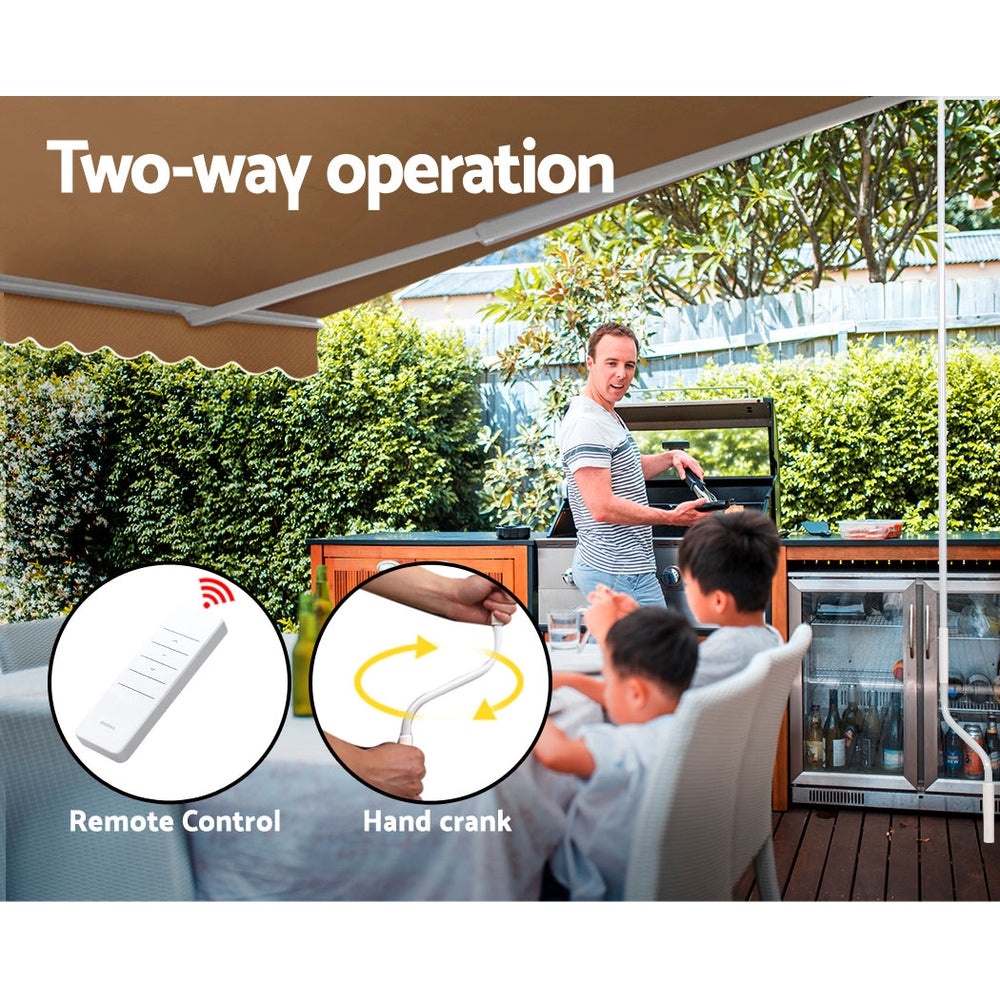 Retractable Folding Arm Awning Motorised Sunshade 4Mx2.5M Beige