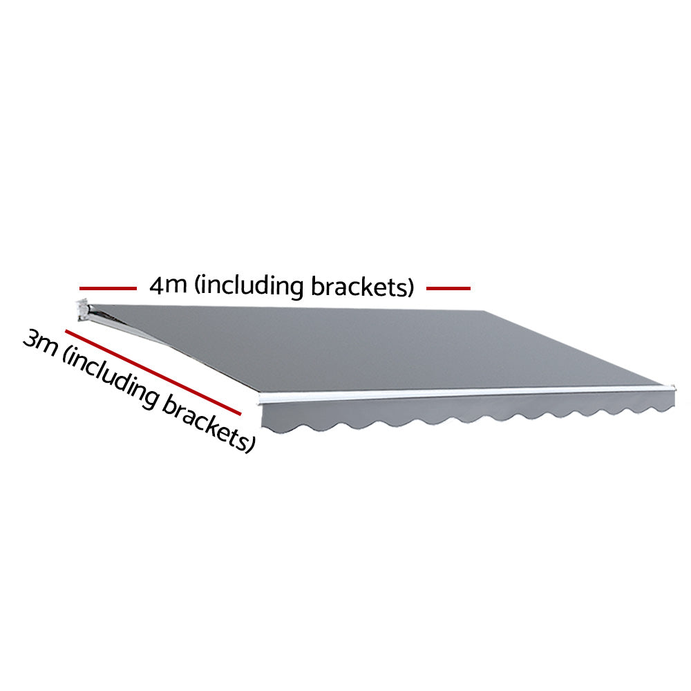 Retractable Folding Arm Awning Motorised Sunshade 4Mx3M Pearl Grey