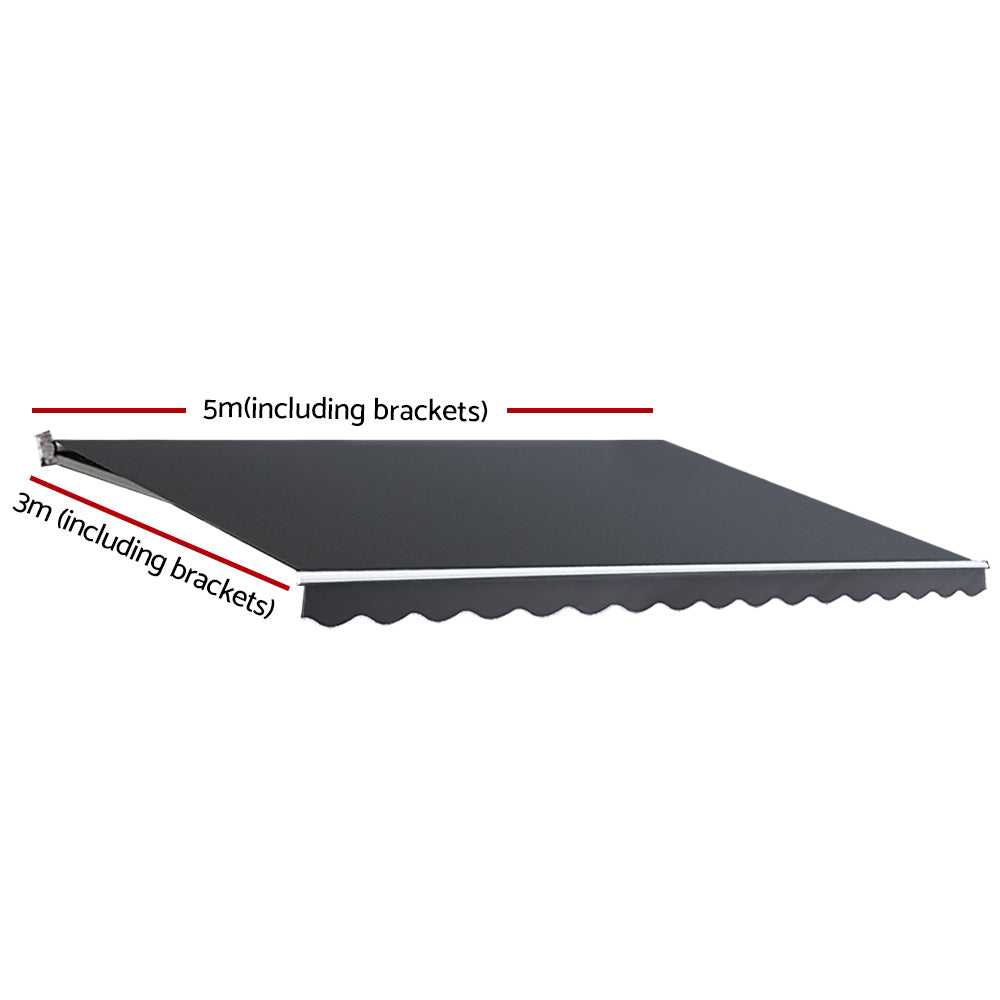 Retractable Folding Arm Awning Motorised Sunshade 5Mx3M Grey