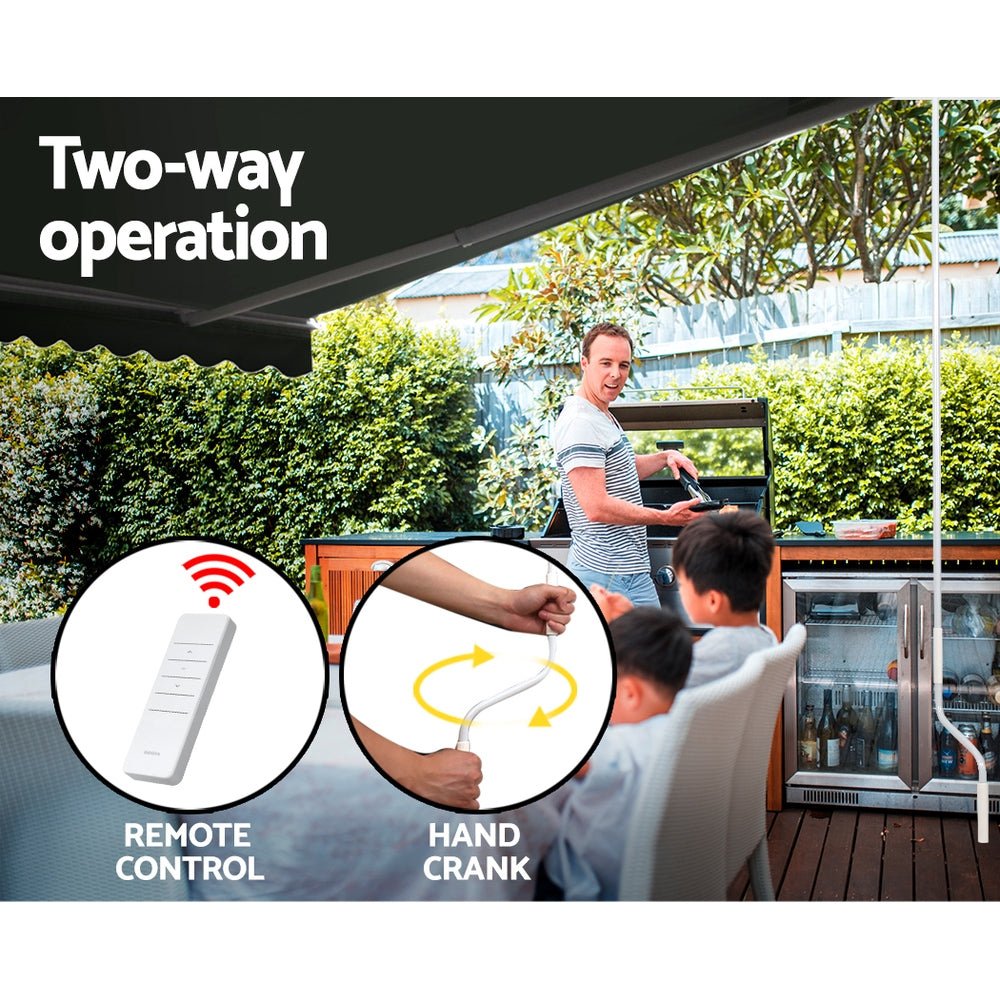 Retractable Folding Arm Awning Motorised Sunshade 5Mx3M Grey