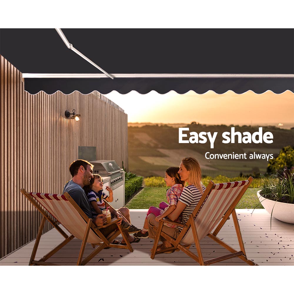 Retractable Folding Arm Awning Motorised Sunshade 5Mx3M Grey