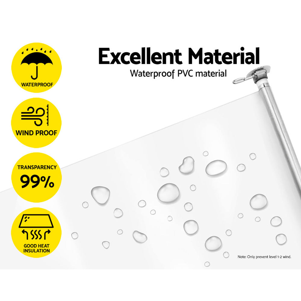 1.5X2.4M Outdoor Blinds Clear Roll Down Awning Retractable Outdoor Blinds Water Wind Proof Transparent