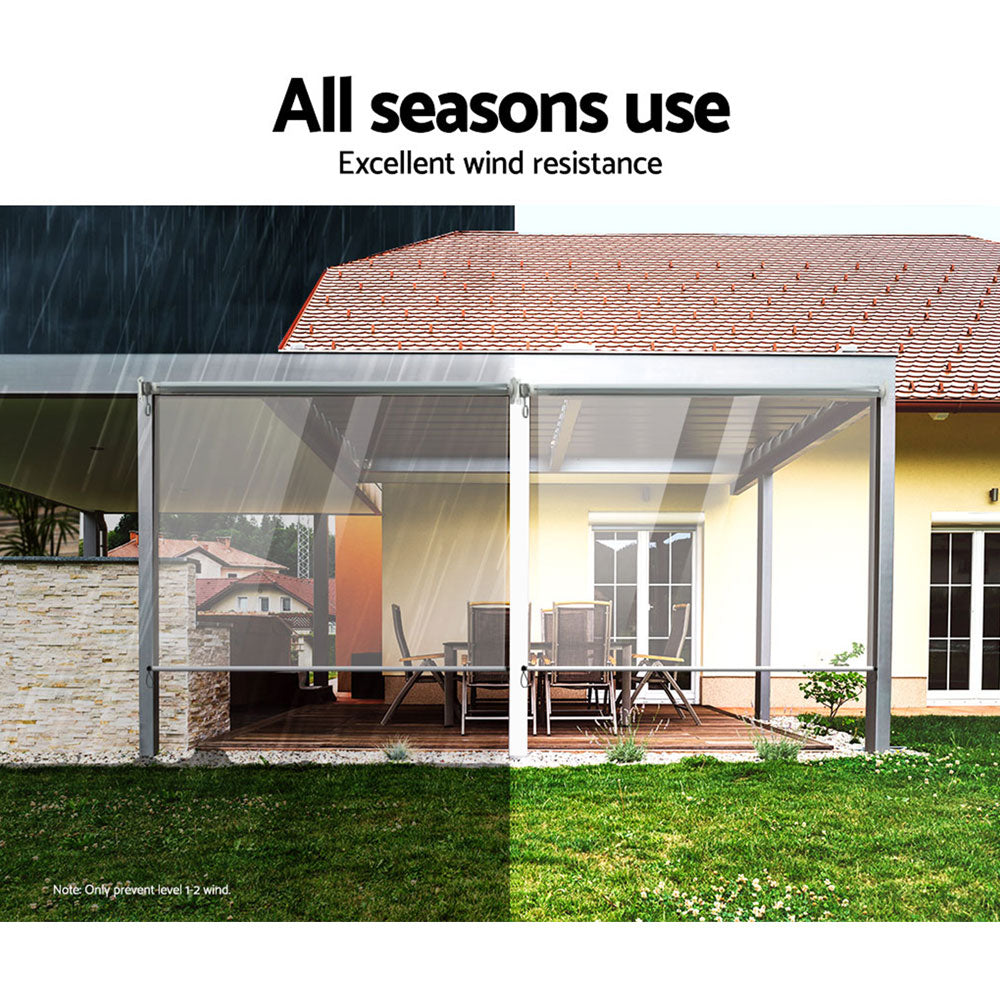 1.5X2.4M Outdoor Blinds Clear Roll Down Awning Retractable Outdoor Blinds Water Wind Proof Transparent