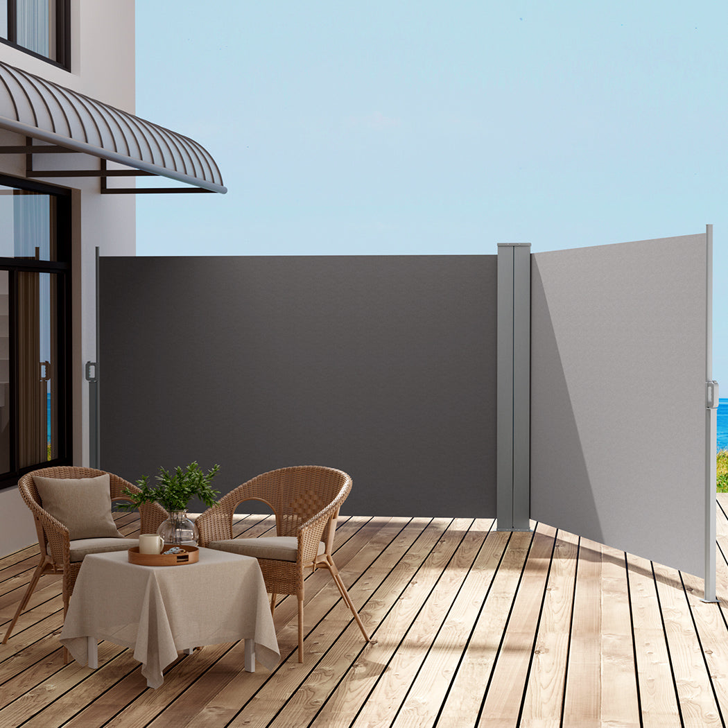 Side Awning Sun Shade Outdoor Retractable Privacy Screen 1.8X6M Grey