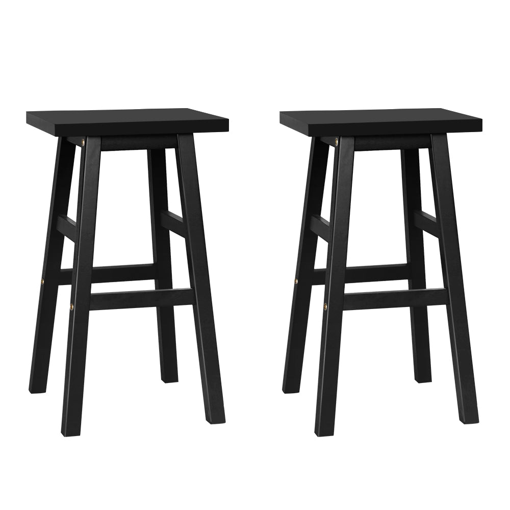 Bar Stools Kitchen Counter Stools Wooden Chairs Black x2