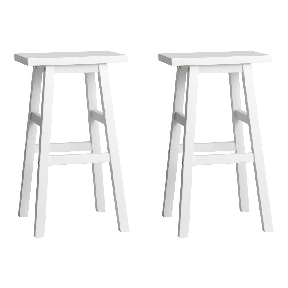 Bar Stools Kitchen Counter Stools Wooden Chairs White x2