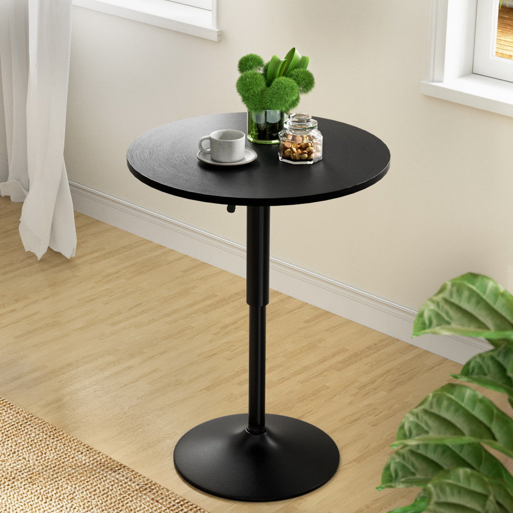 Bar Table Gas Lift Round Black