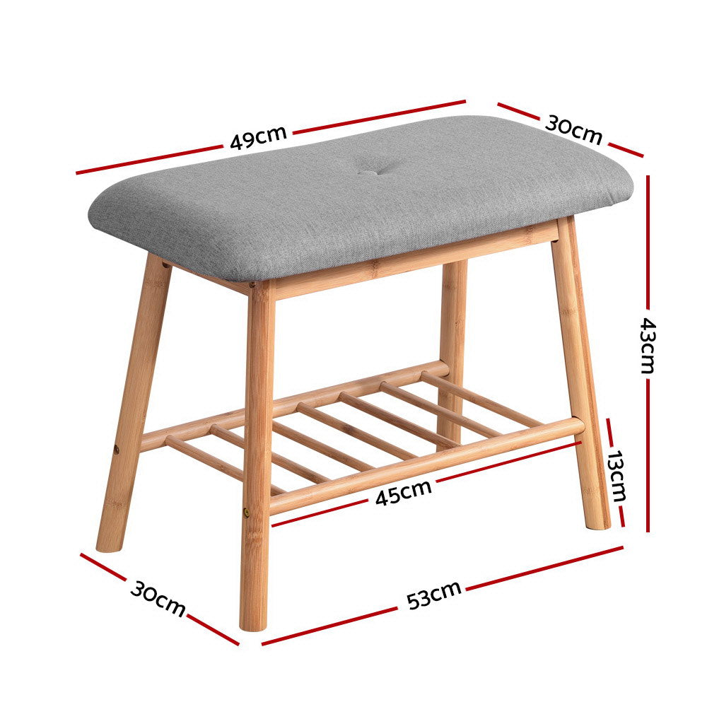 Shoe Rack Shoe Bench Fabric Seat 2 Pairs