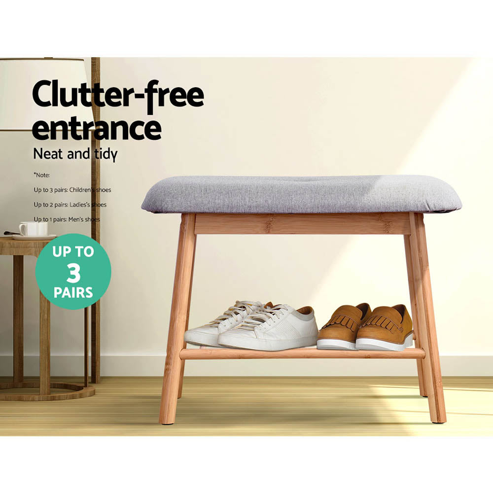 Shoe Rack Shoe Bench Fabric Seat 2 Pairs