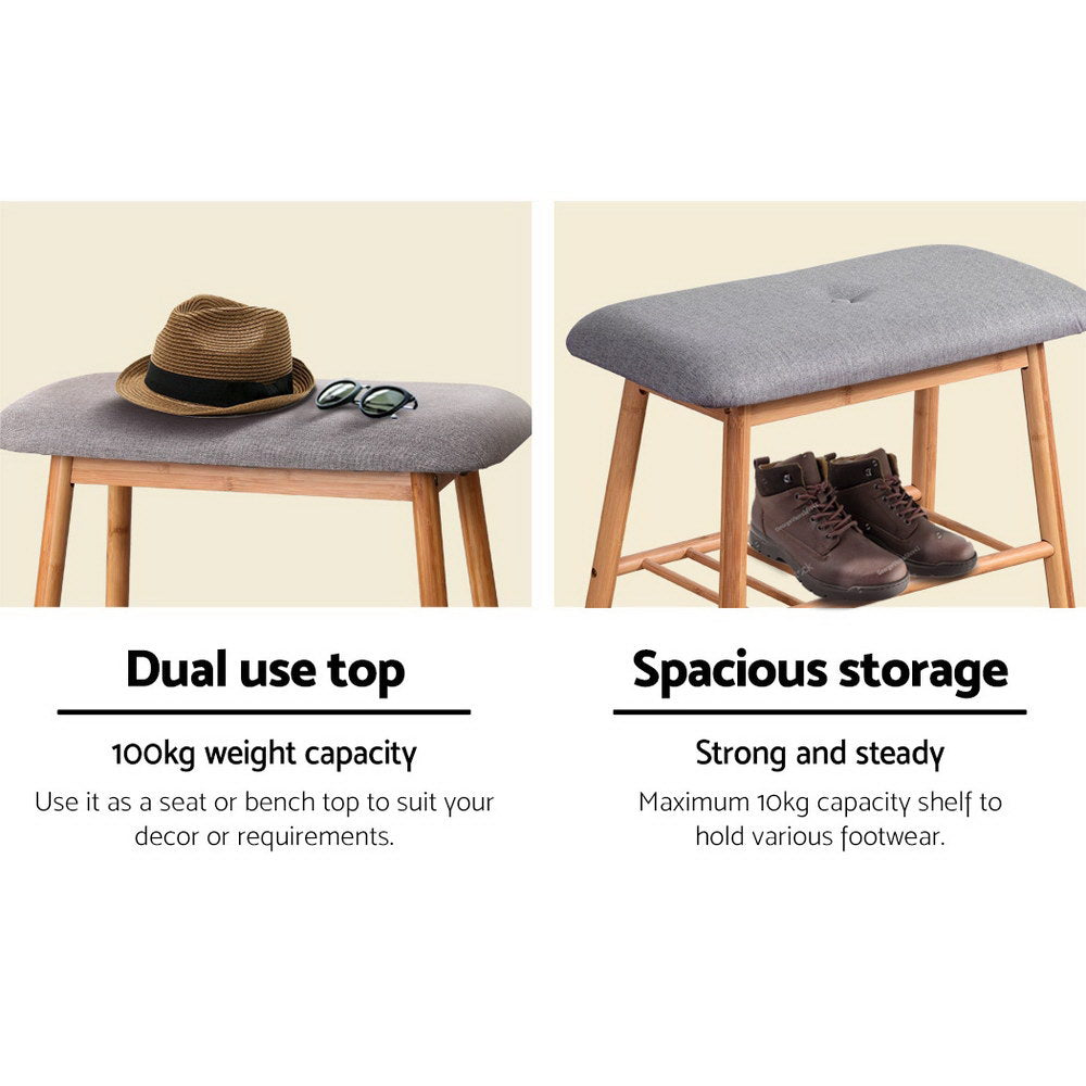 Shoe Rack Shoe Bench Fabric Seat 2 Pairs