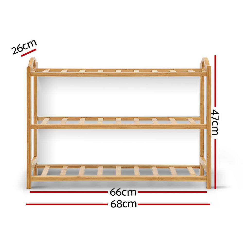 Shoe Rack Bamboo Shoe Storage 3-tier 9 Pairs