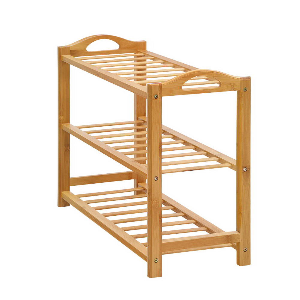 Shoe Rack Bamboo Shoe Storage 3-tier 9 Pairs