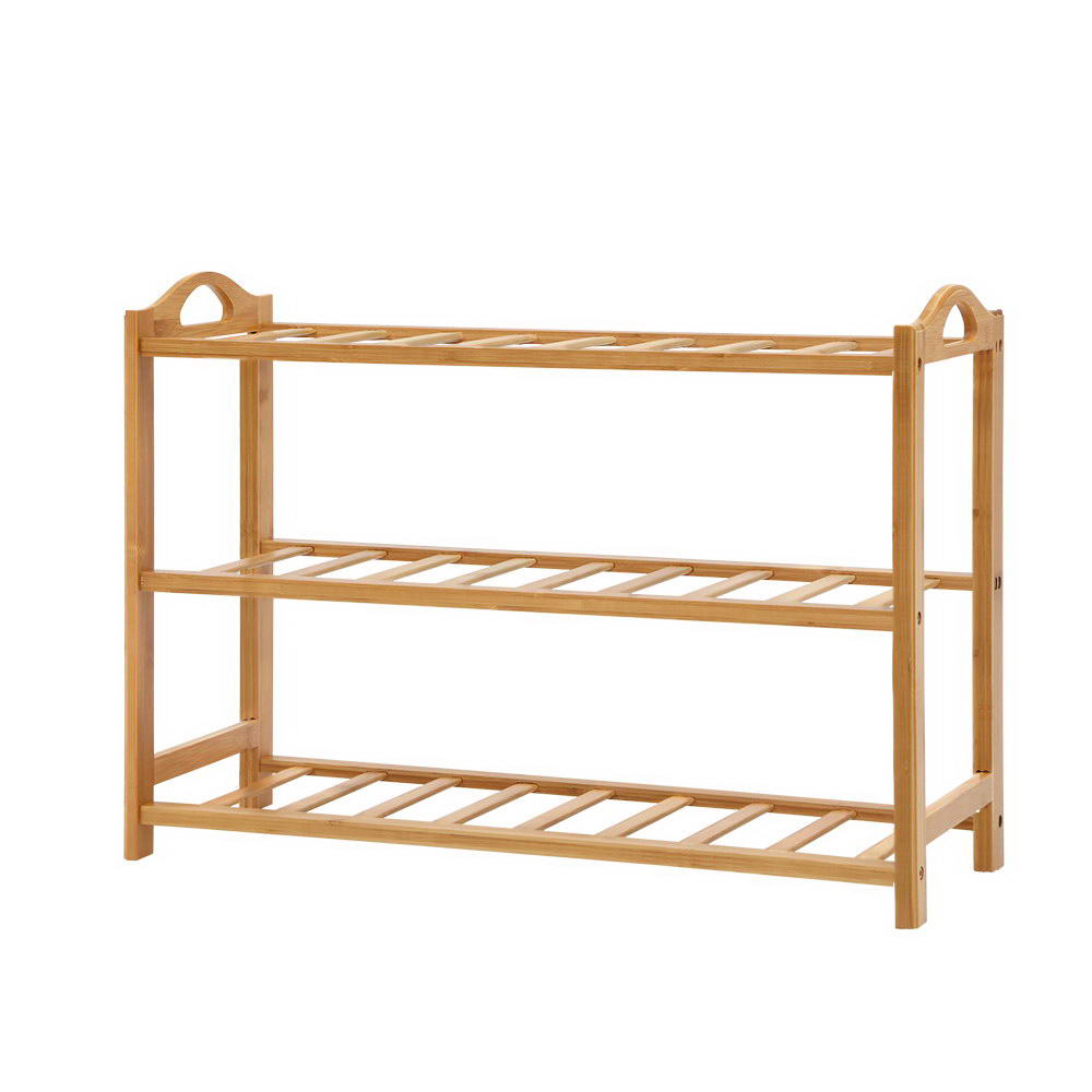 Shoe Rack Bamboo Shoe Storage 3-tier 9 Pairs