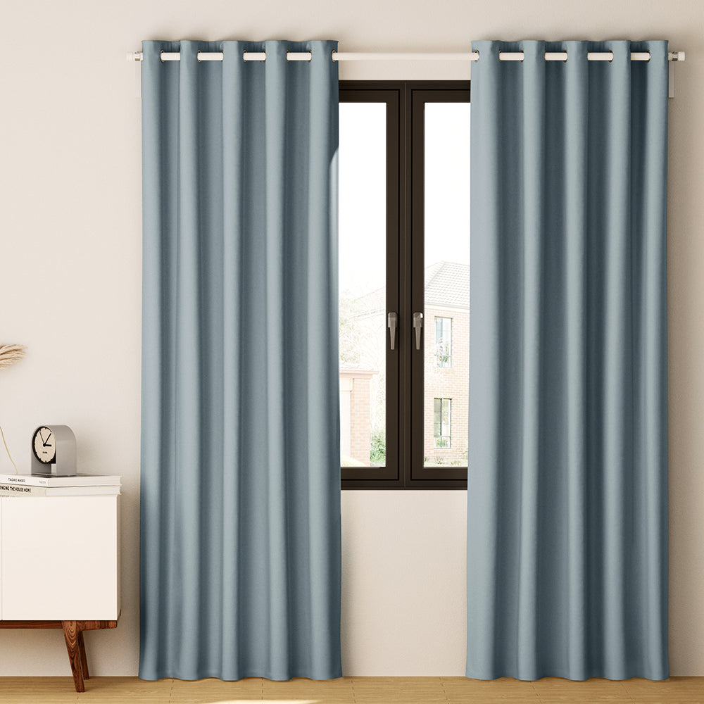 2X Blockout Curtains Eyelet 180x213cm Grey