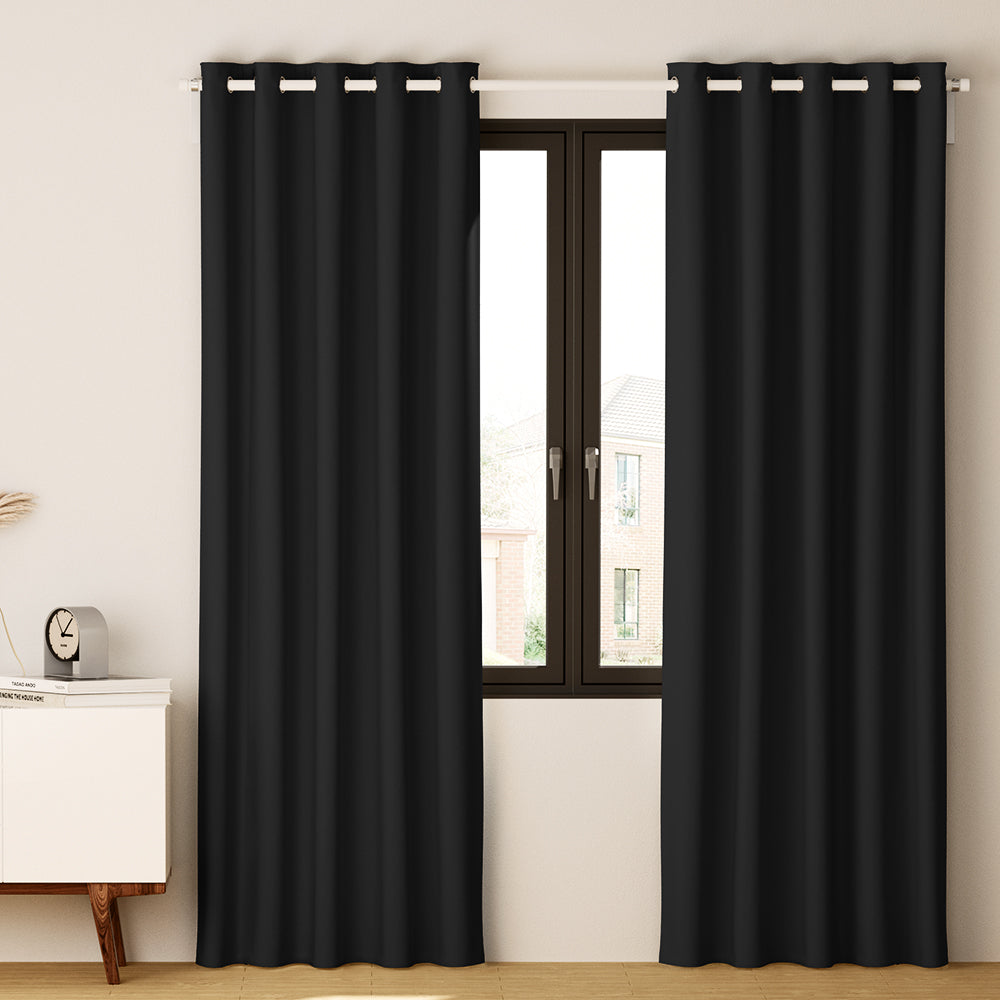 2X Blockout Curtains Eyelet 240x230cm Black