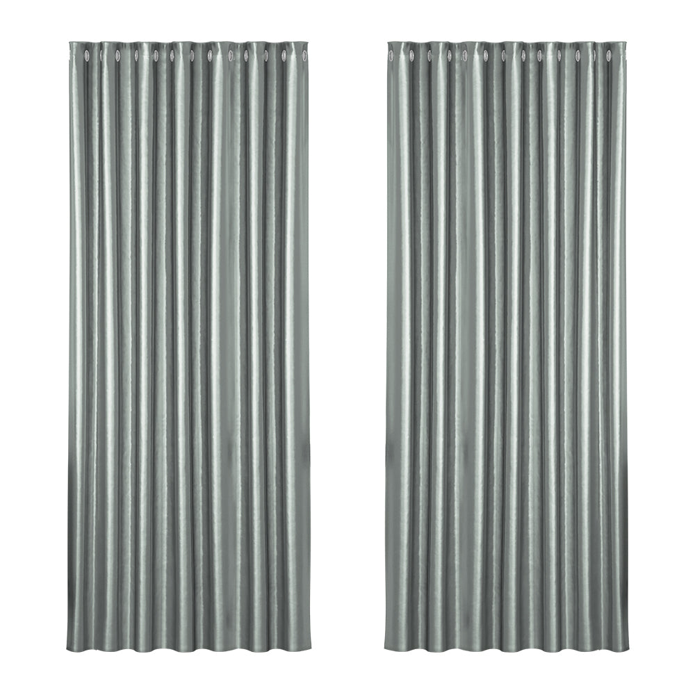 2X Blockout Curtains Eyelet 240x230cm Grey Shine