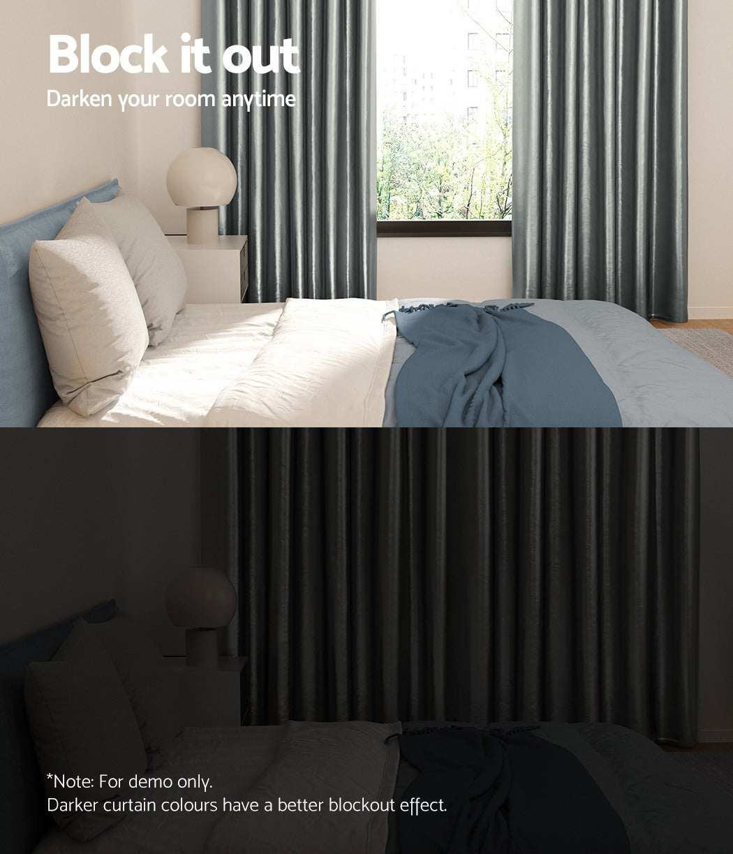 2X Blockout Curtains Eyelet 240x230cm Grey Shine