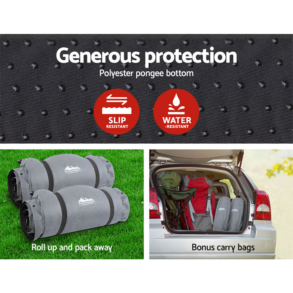 Self Inflating Mattress Camping Sleeping Mat Air Bed Double Set Grey