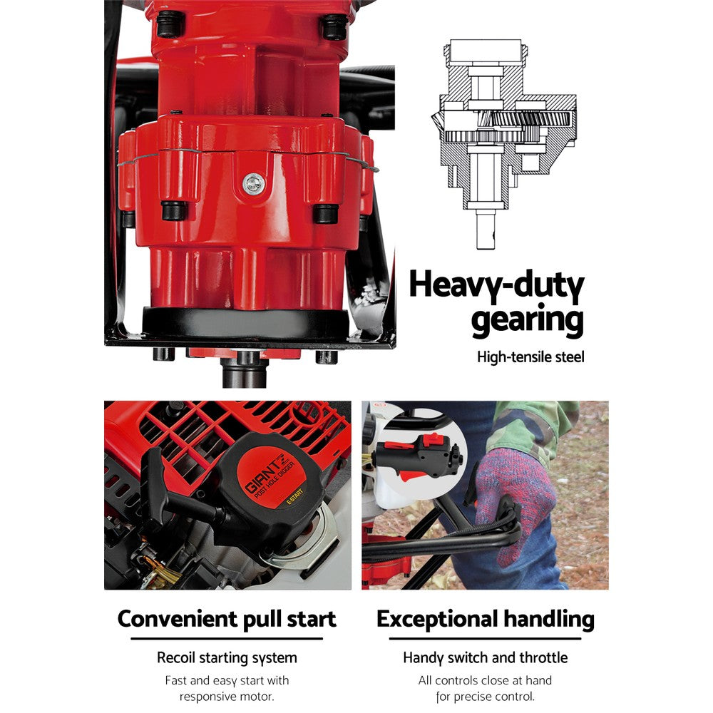 Post Hole Diggers 92CC Petrol Digger Extension Auger Bits