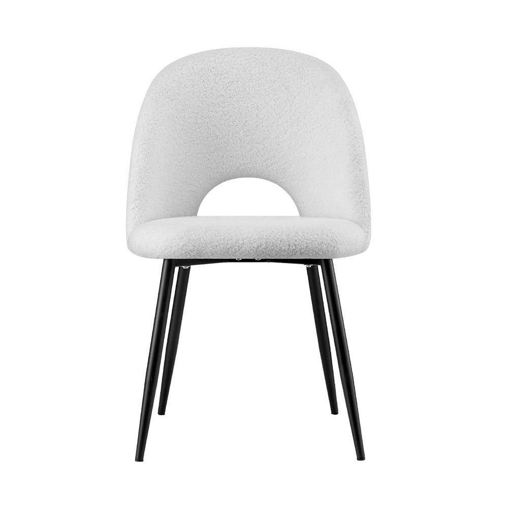 1 Set of 2 Dining Chair Boucle Sherpa
