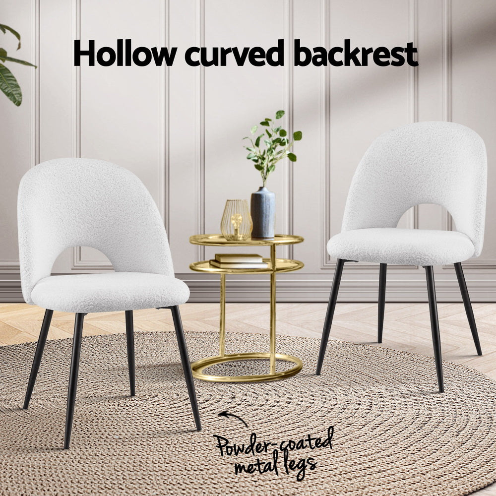 1 Set of 2 Dining Chair Boucle Sherpa
