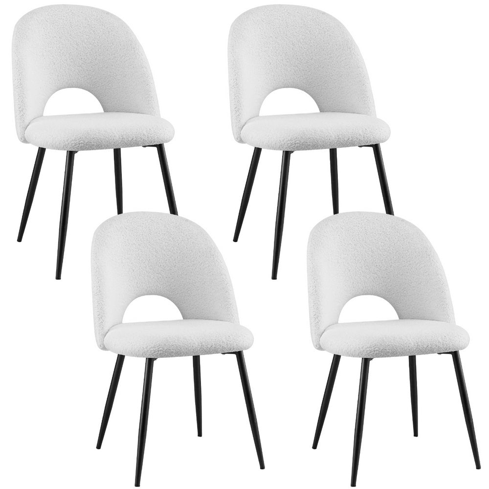 1 Set of 4 Dining Chair Boucle Sherpa