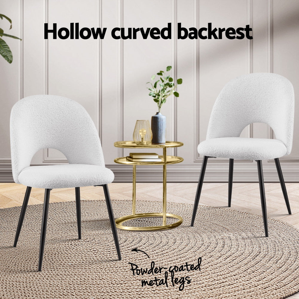 1 Set of 4 Dining Chair Boucle Sherpa