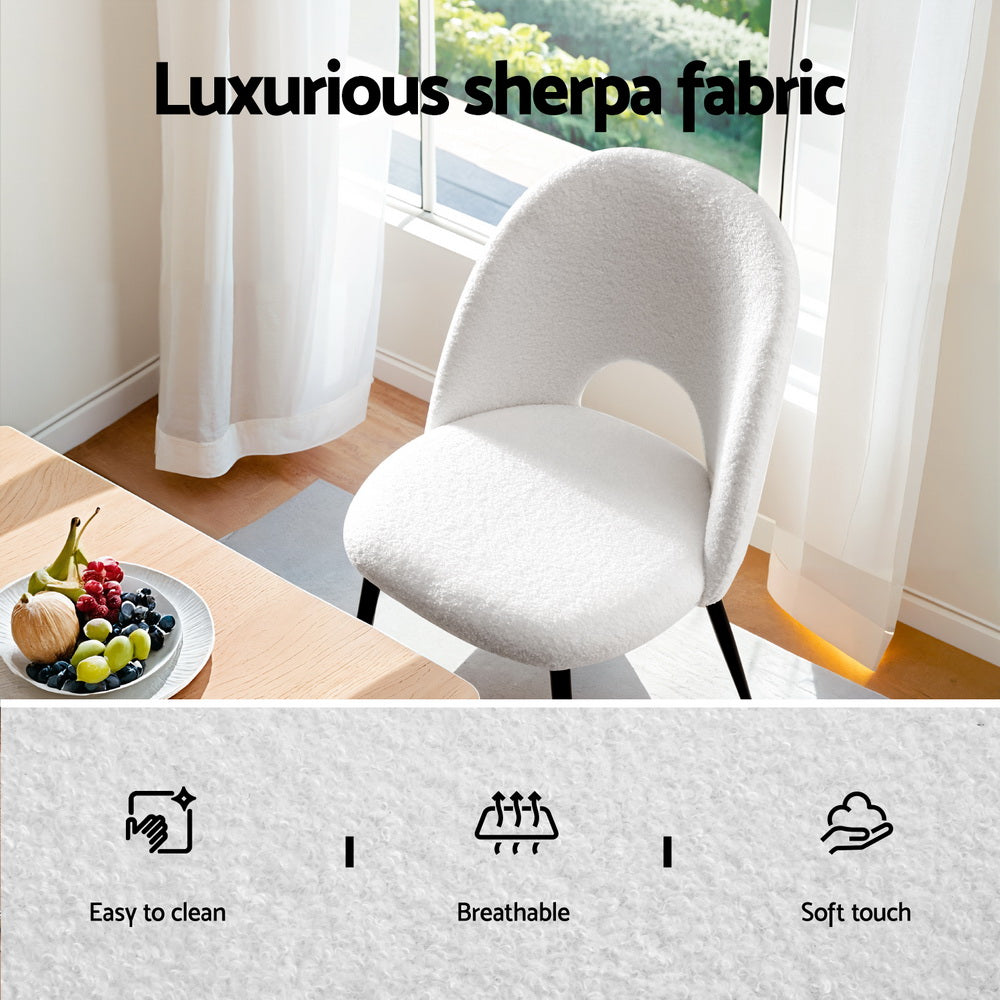 1 Set of 4 Dining Chair Boucle Sherpa