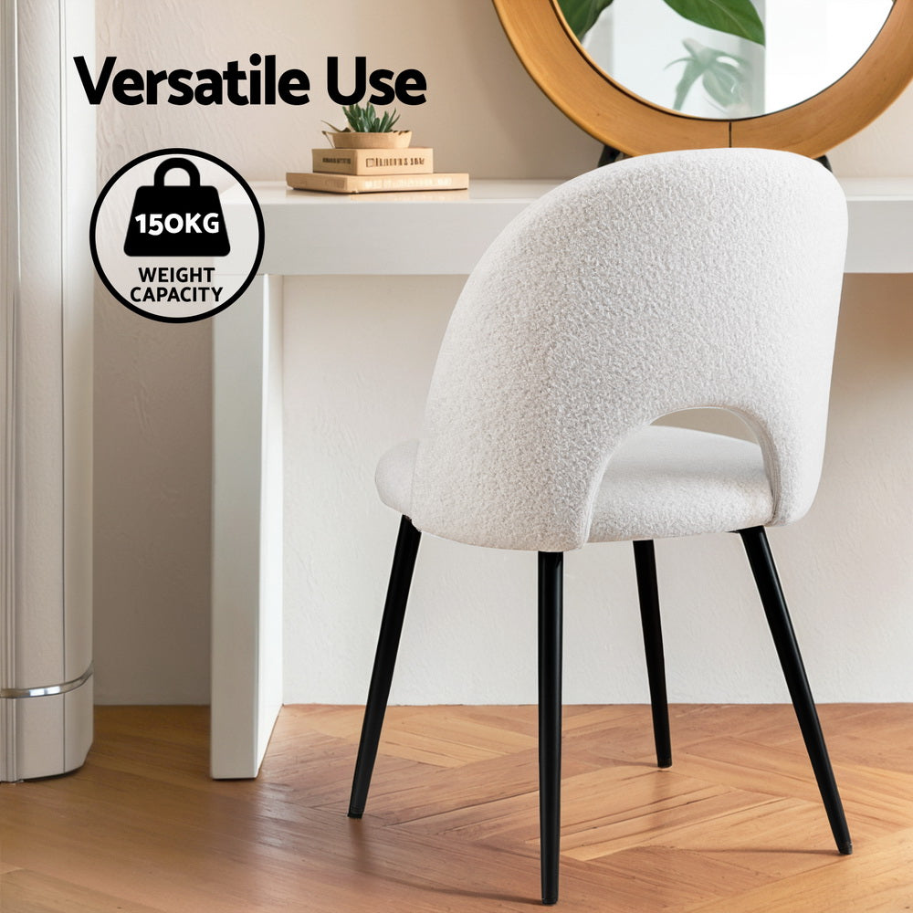 1 Set of 4 Dining Chair Boucle Sherpa