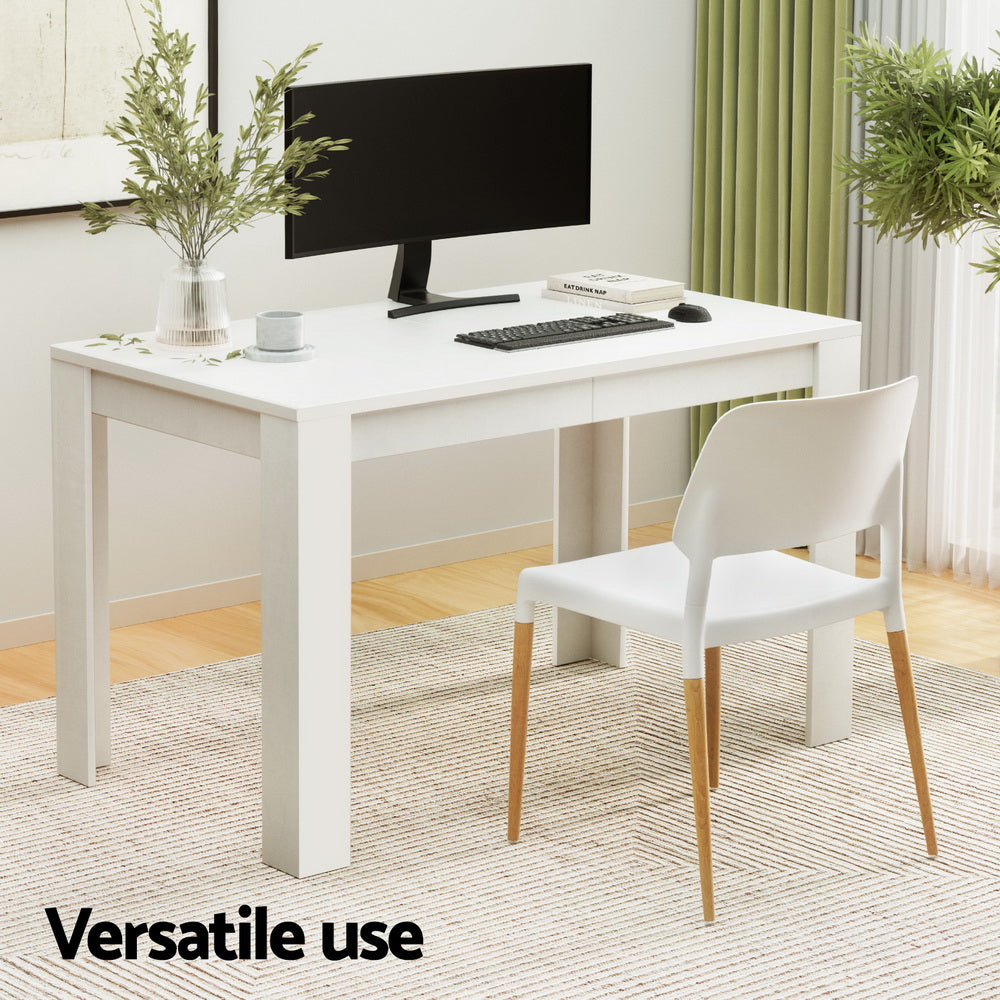 1 Dining Table and 4 Chairs Set White Wood